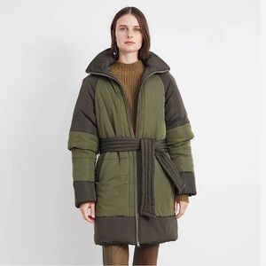 Apiece Apart Olive Green Vivara Tie Waist Puffer Coat